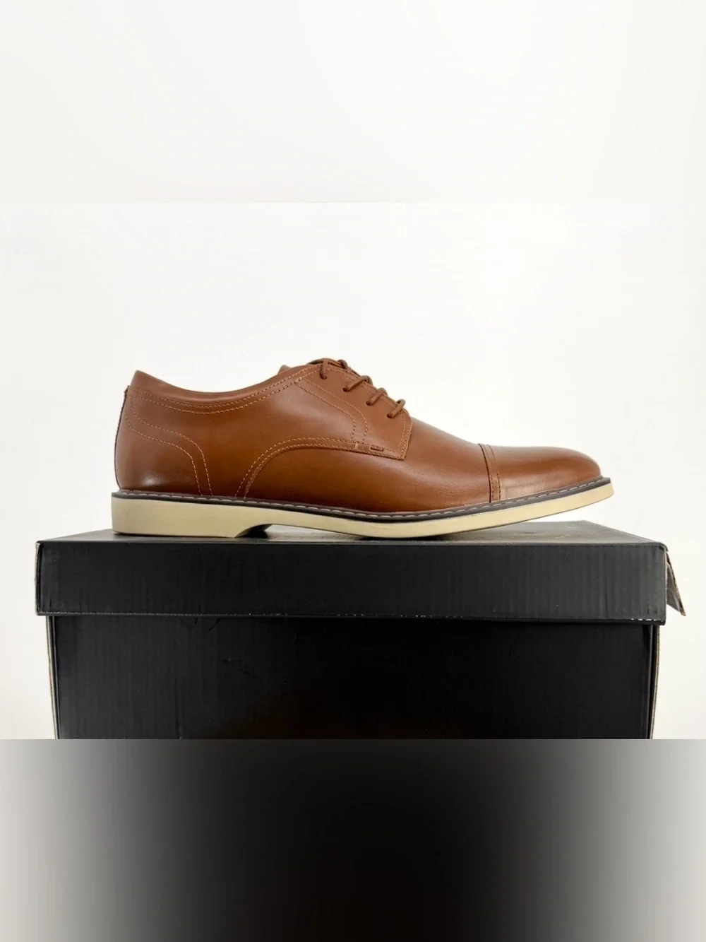 Alfani Theo Cap Toe Derby Mens Dress Shoes Tan Size 13 Memory Foam New In Box